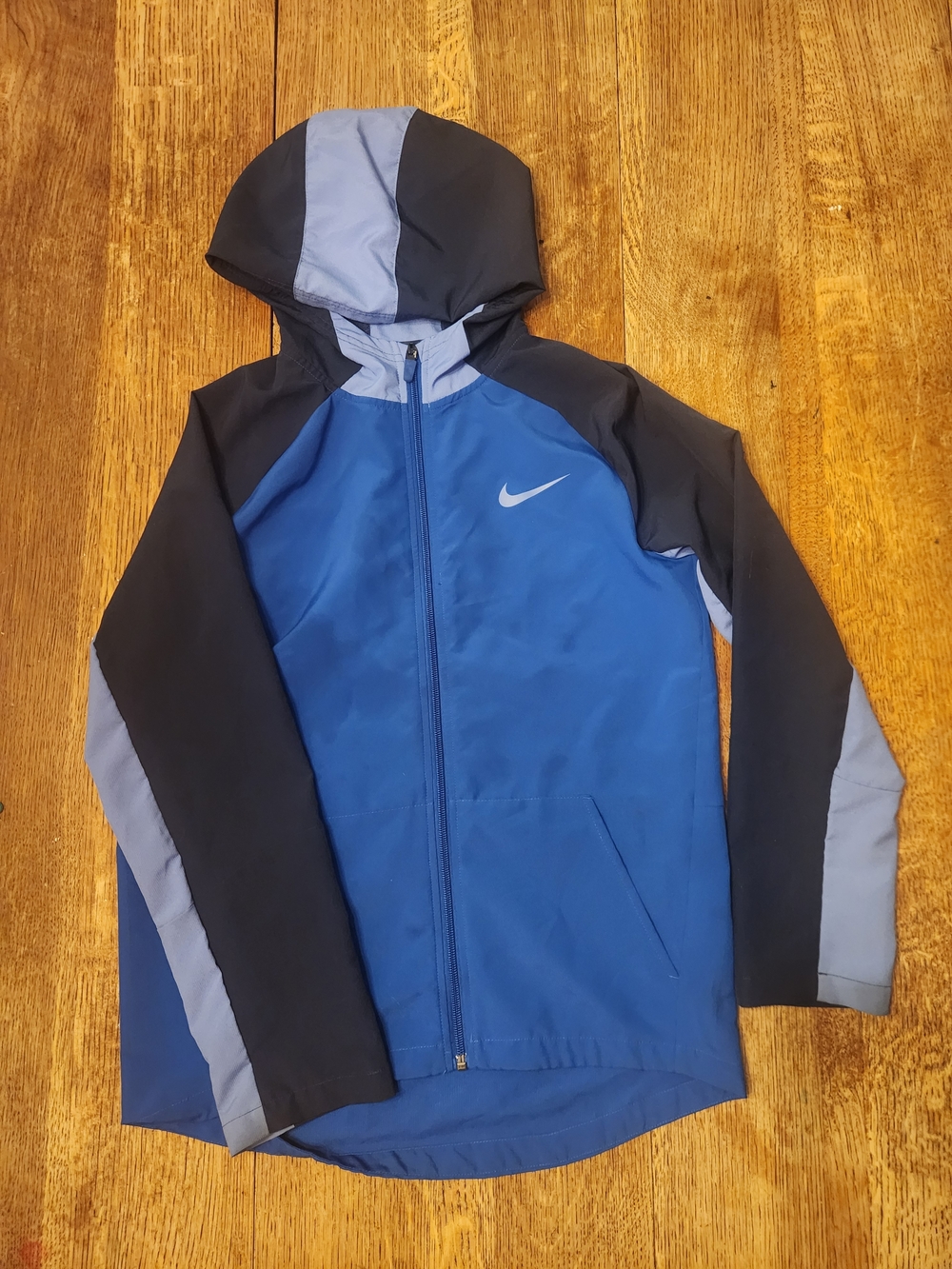 Nike Blue Color Block Kids' Hooded Rain Jacket